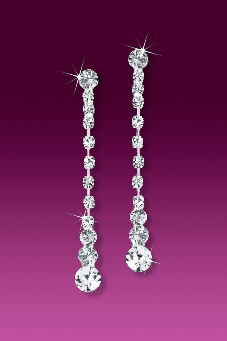 ER006CS Show Girl Rhinestone Crystal Pierced Dangle Earrings
