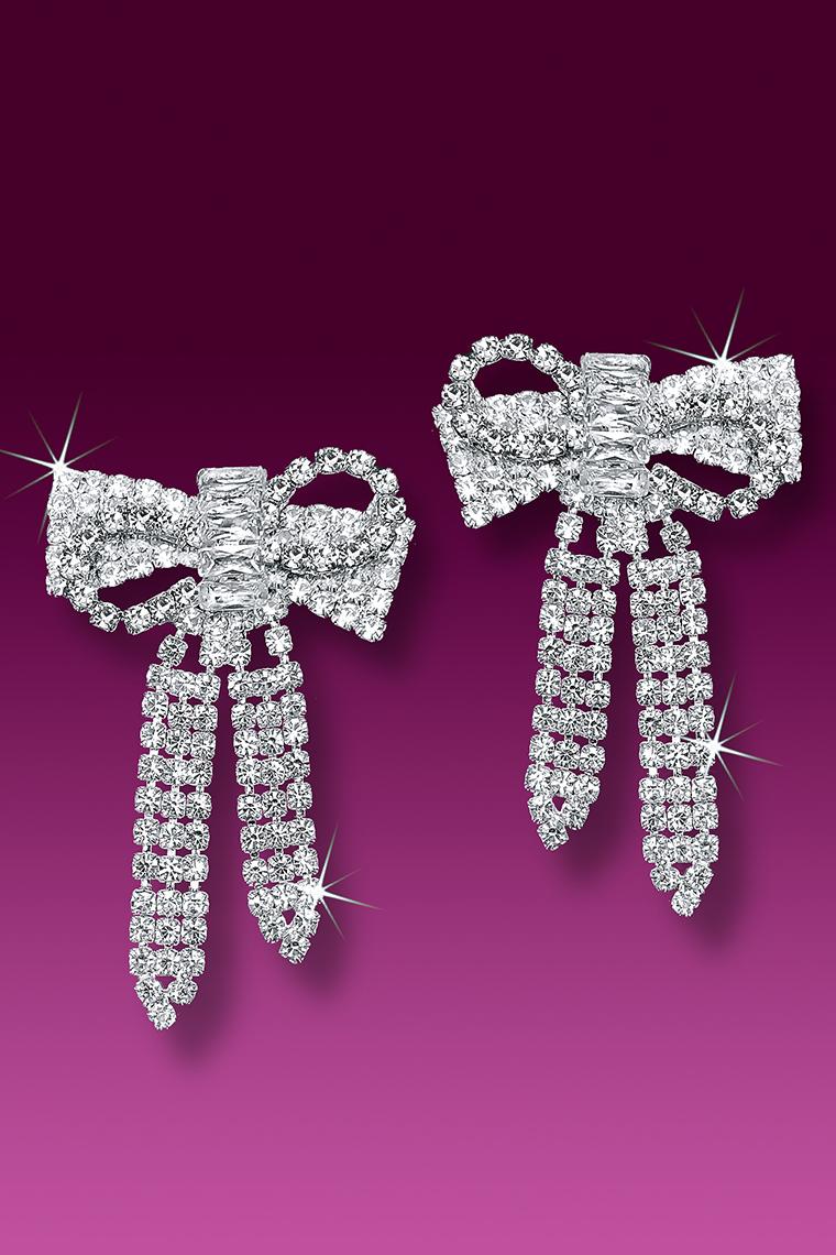 Elegant 2-Row Rhinestone Necklace and Earring Set