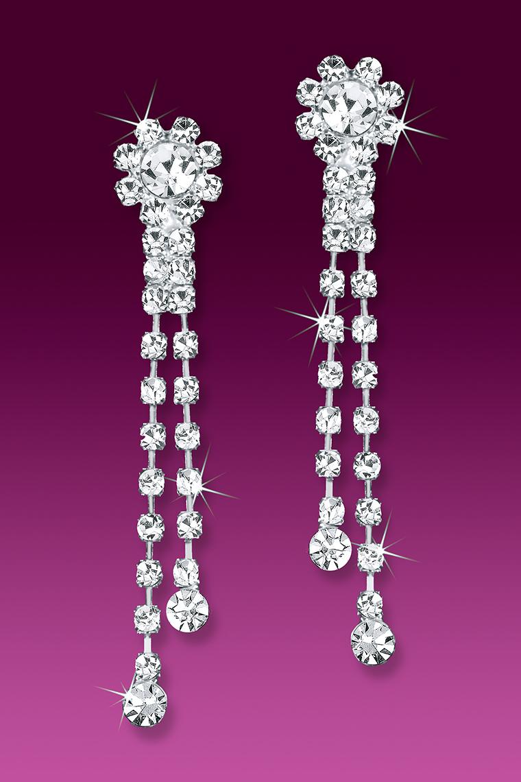Star Struck Pierced Rhinestone Crystal Dangle Earrings