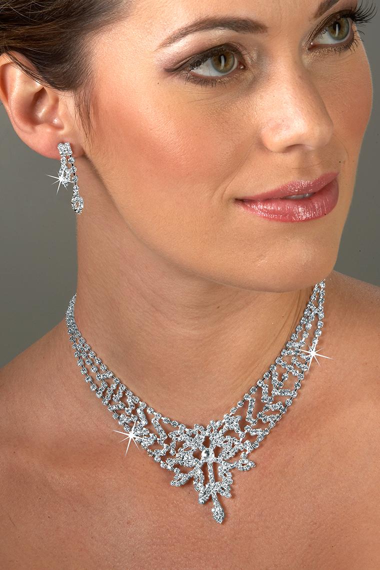 NS601CS Rhinestone Necklace and Earring Set Pure Glam